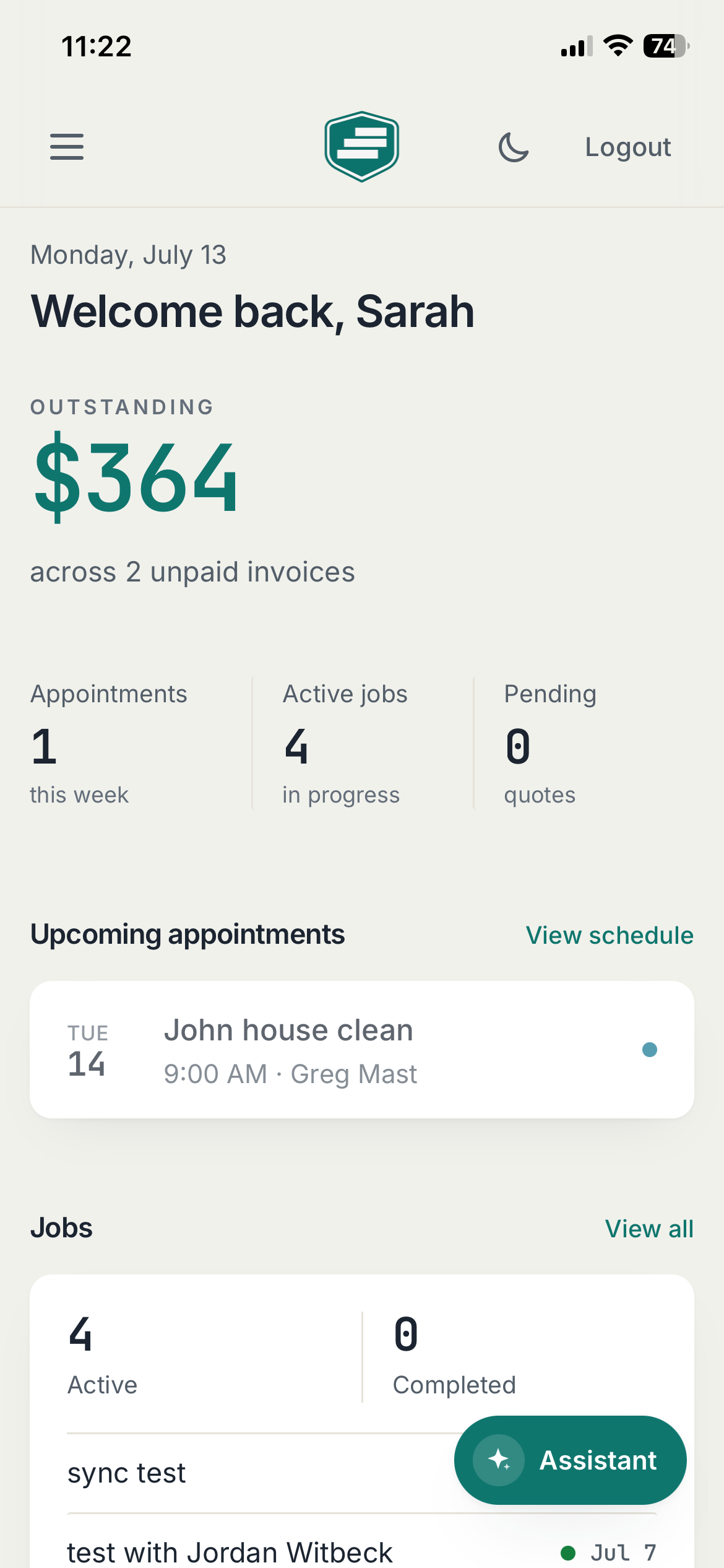 CleanDock dashboard